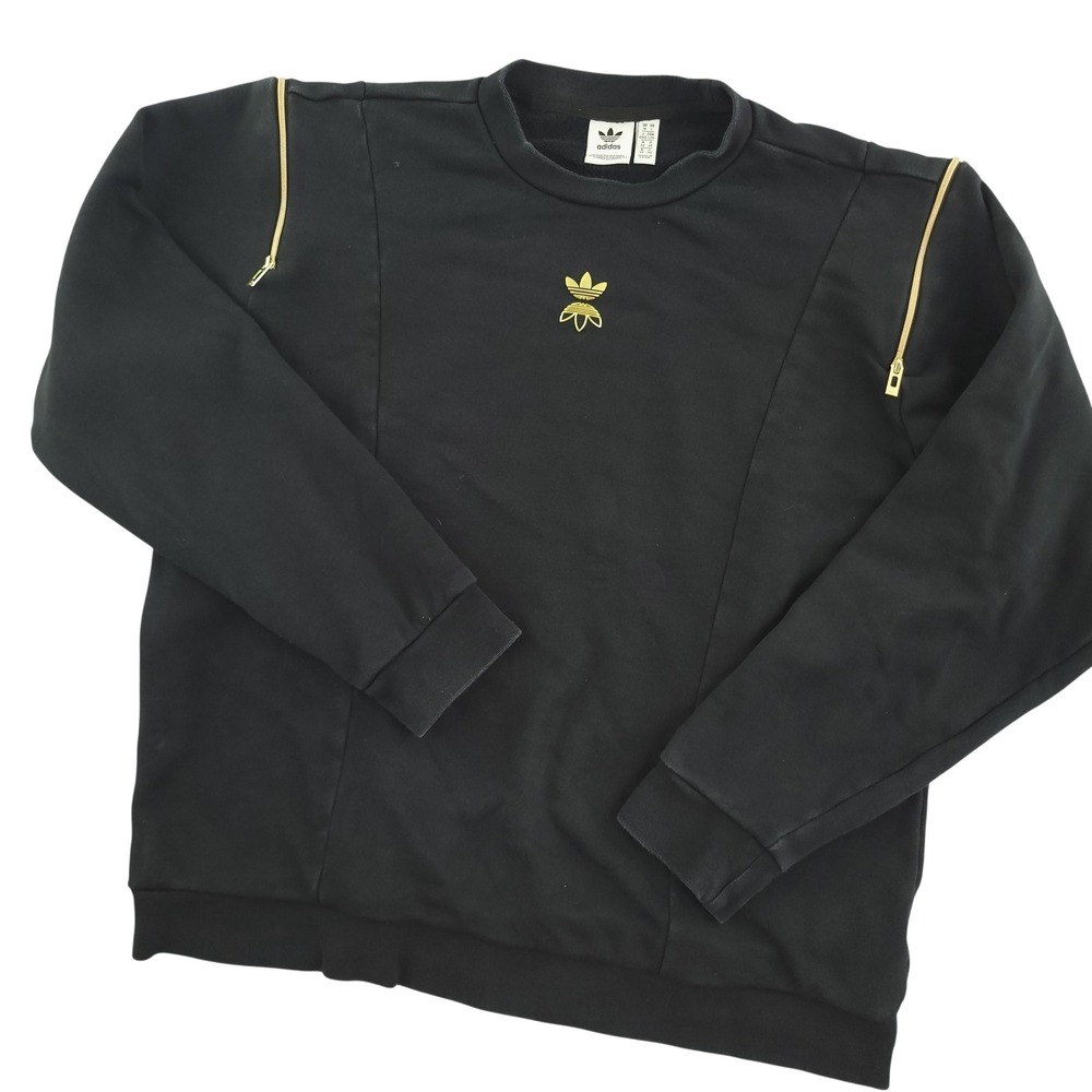 Adidas Originals Sweatshirt‎ Womens L Black Crewneck Pullover Trefoil Logo Vents